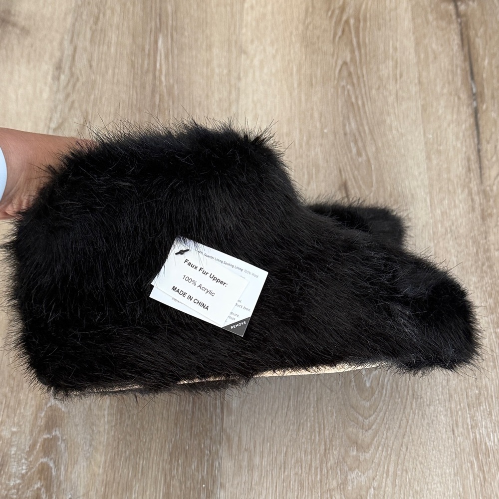 UGG Black Faux Fur Slippers